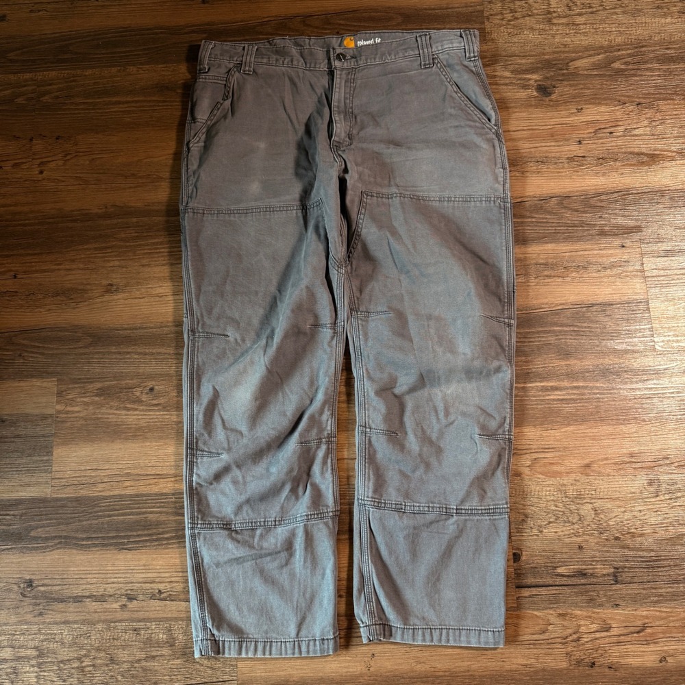 Carhartt double knee‎ Relaxed Fit Canvas Gray Size 38x30 Distressed Carpenter